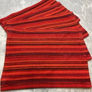 Crate‎ and Barrel Placemats Set of 4 Rustic Red Striped Cotton Boho Southwestern